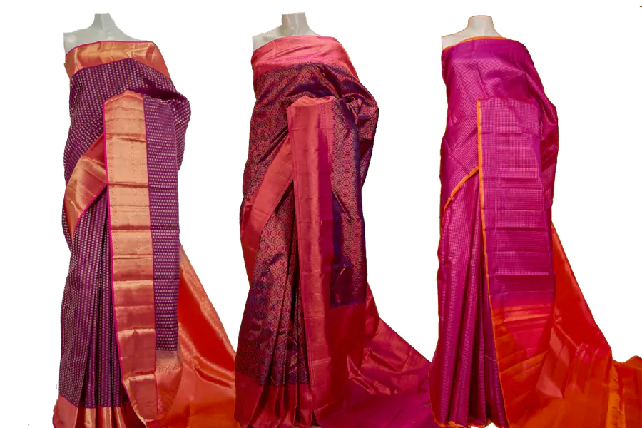 Kanchi Silk Sarees in Magenta colors