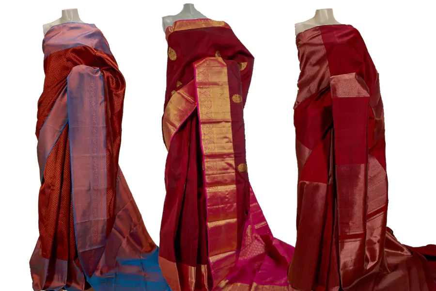 Kanchi Silk Sarees in Maroon Color