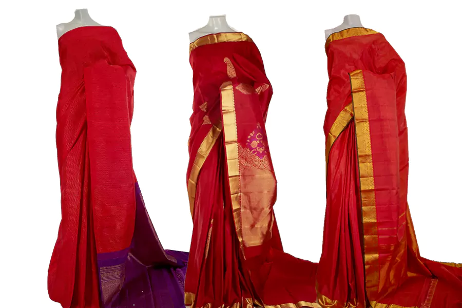 Kanchi Silk Sarees in Red Color