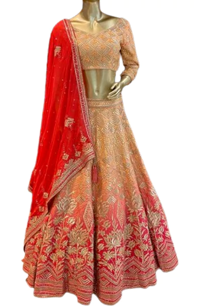 Pink and peach color lehenga combination